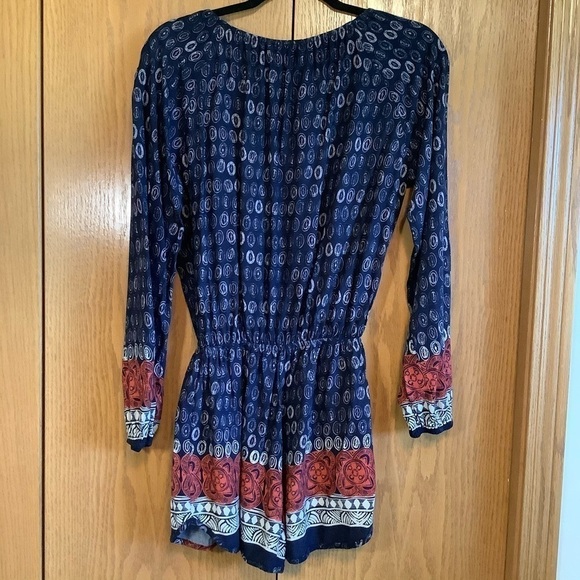 Anthropologie Elevenses Navy Print Romper Sz-S - Picture 2 of 5